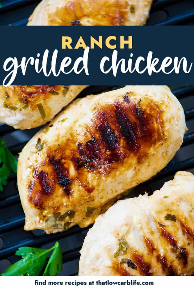 Grilled chicken with text for Pinterest.