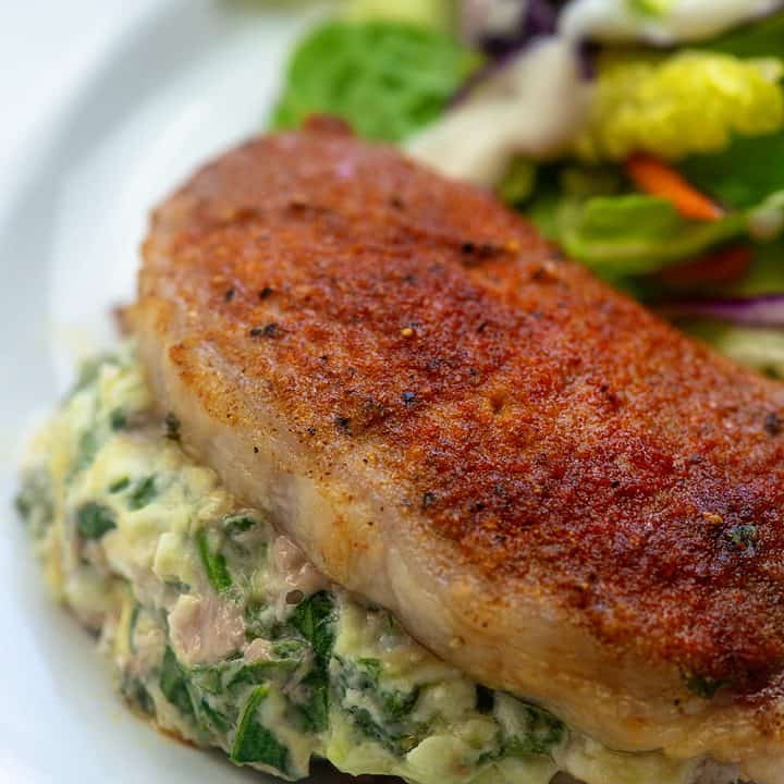 Spinach Stuffed Pork Chops Low Carb And Keto Friendly