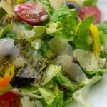 A close up of a plate of salad