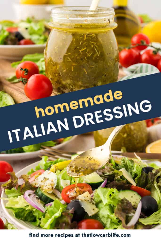 Collage of Italian dressing images.
