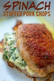 Spinach Stuffed Pork Chops - low carb and keto friendly!