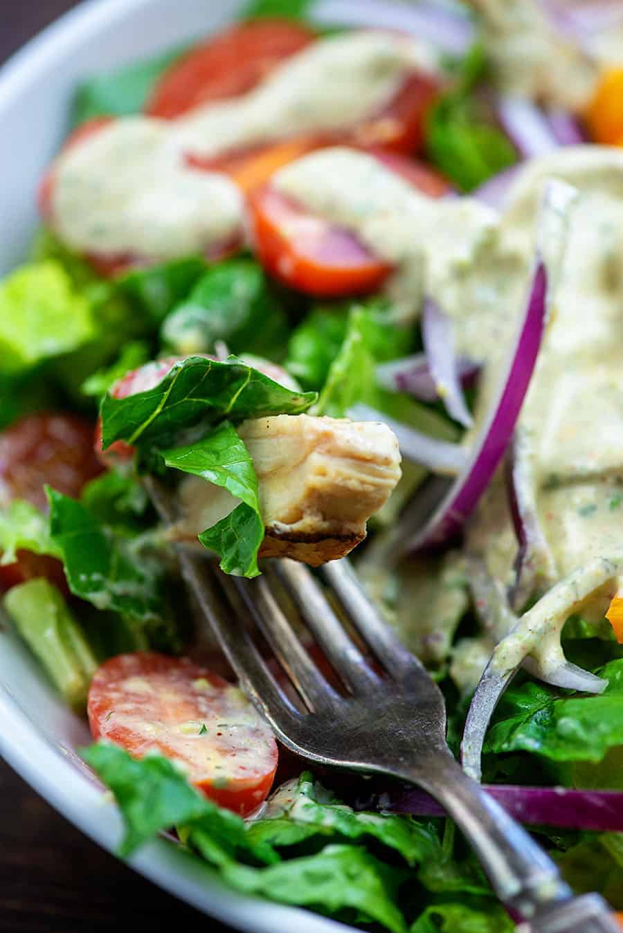 A close up of food, with Avocado and Salad