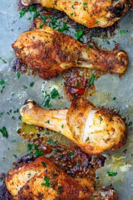 Baked Chicken Drumsticks - with crispy skin and juicy chicken!