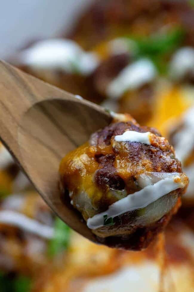 The BEST Low Carb Enchilada Meatball Casserole!