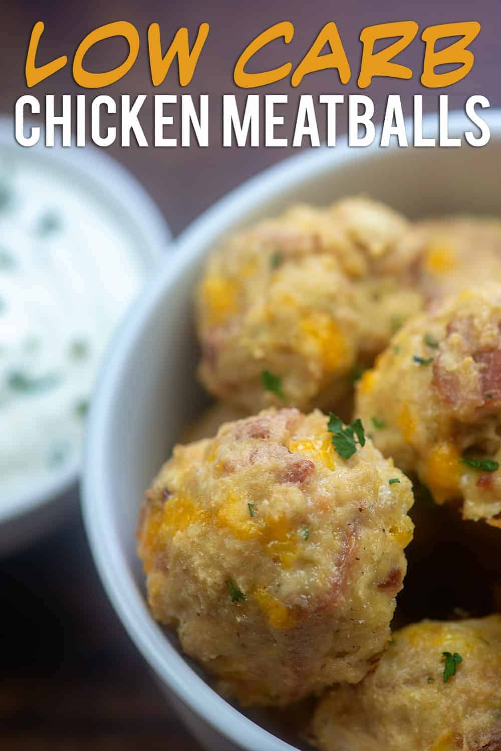 chicken meatballs in a white bowl