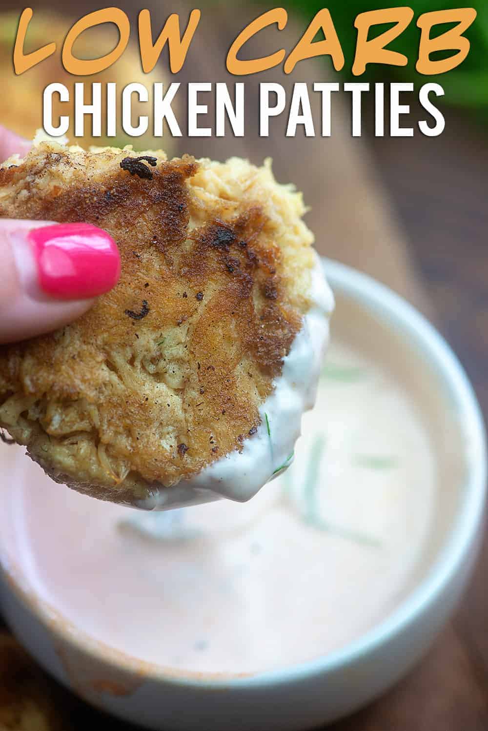 chicken patty dipped in ranch dressing