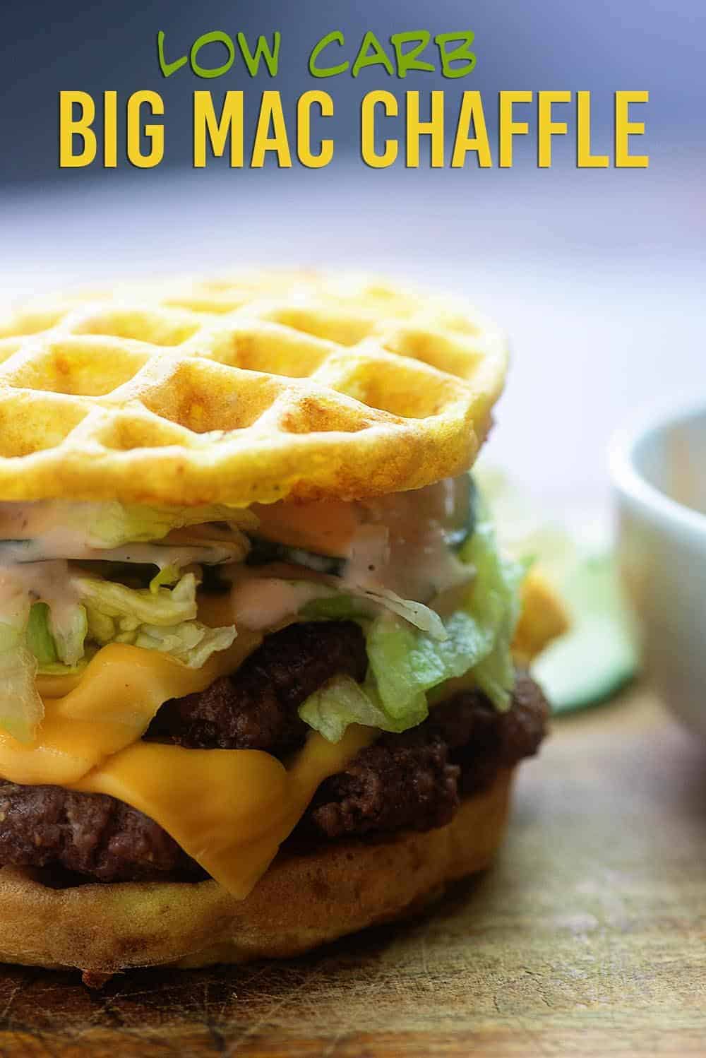 chaffle used as bread making a cheeseburger
