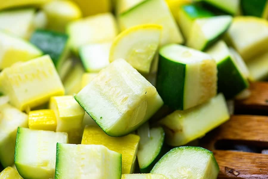 chopped zucchini and squash