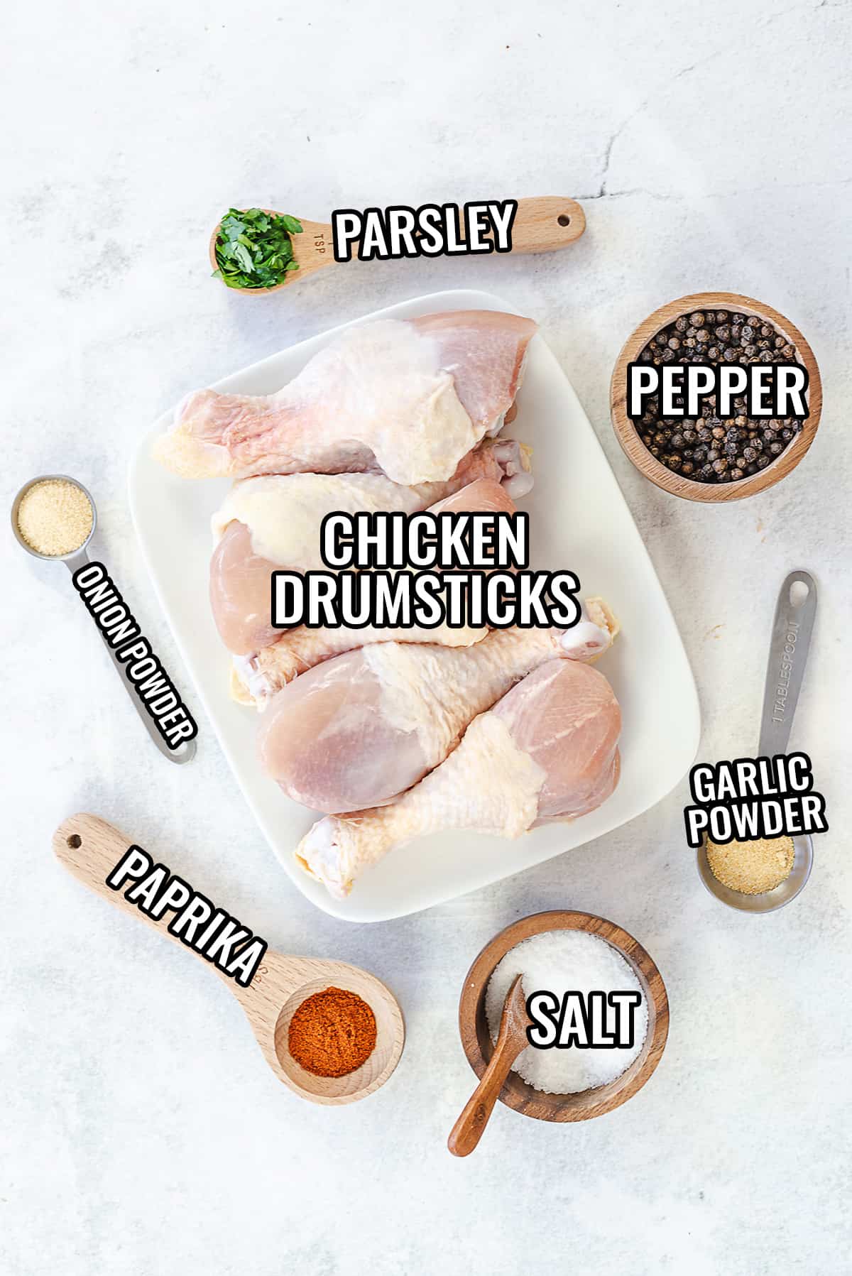 ingredients for baked chicken drumsticks.