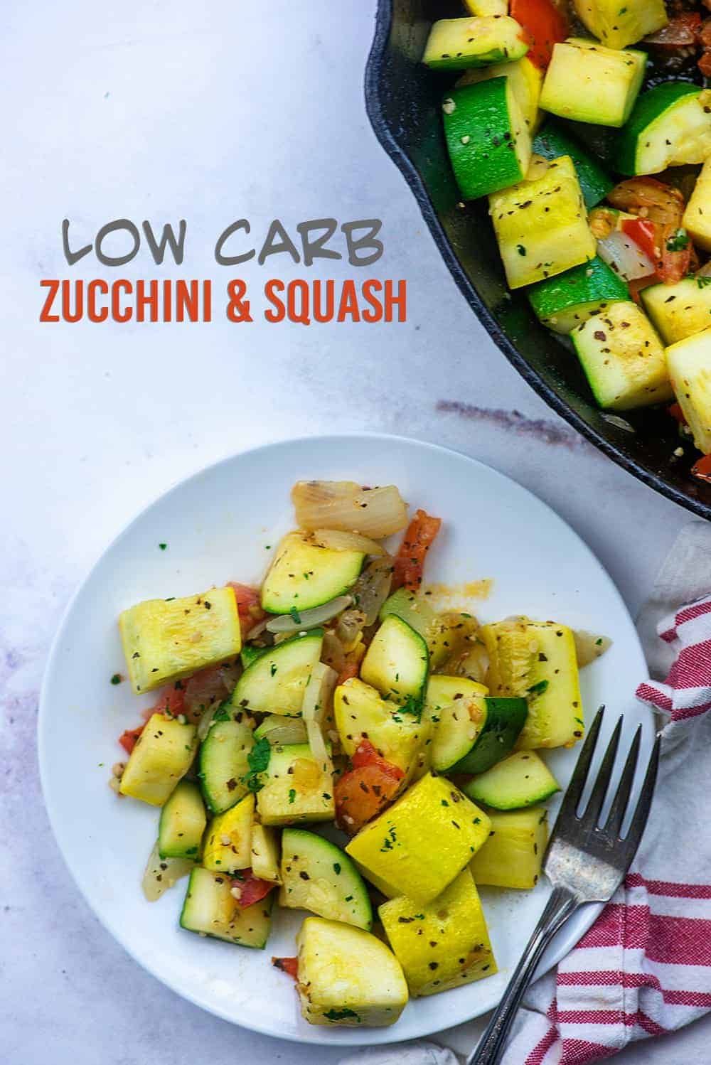 seasoned zucchini and squash on a white plate