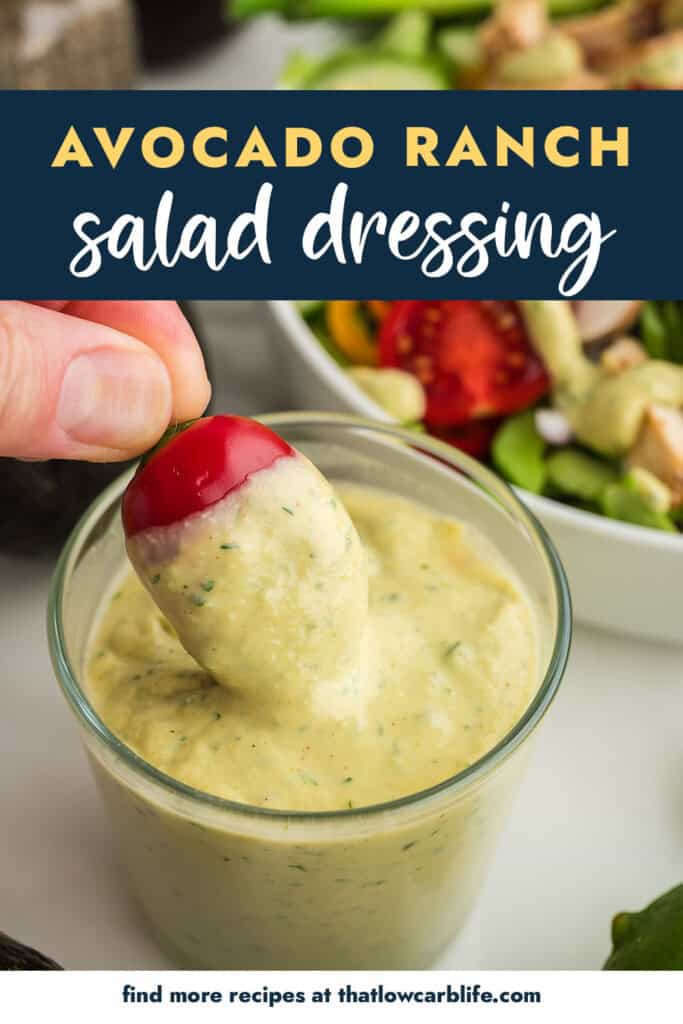 Avocado salad dressing in small jar.