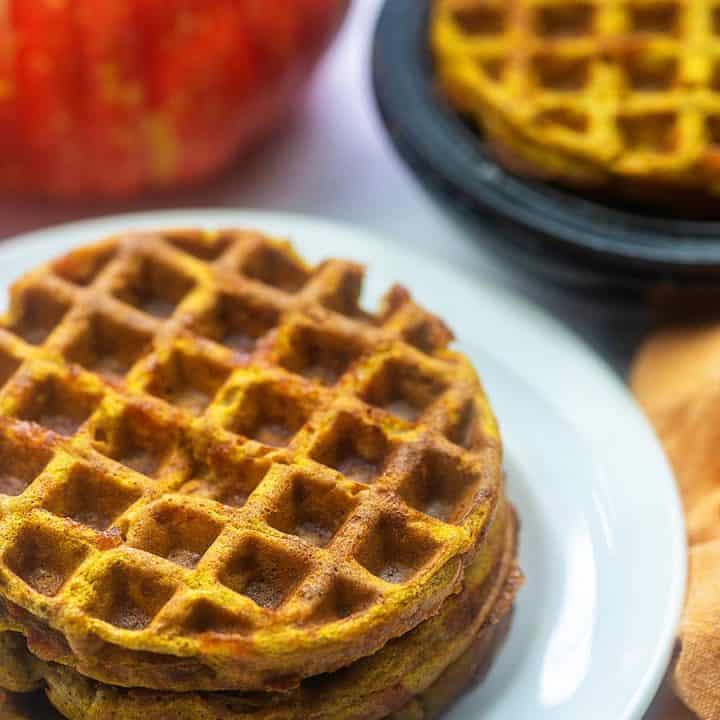 pumpkin chaffles on white plate