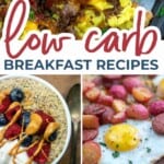 low carb breakfast recipe photo collage