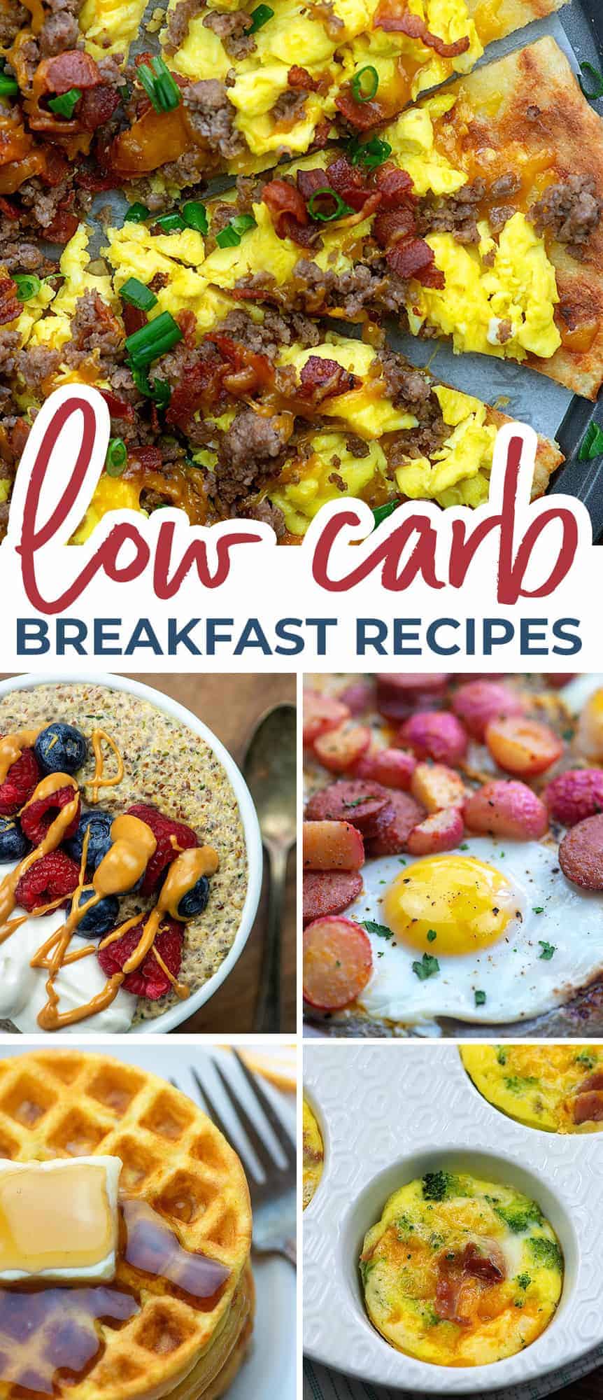 low carb breakfast recipe photo collage