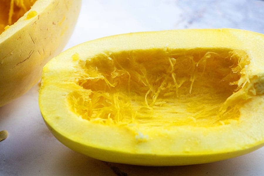 spaghetti squash cut in half