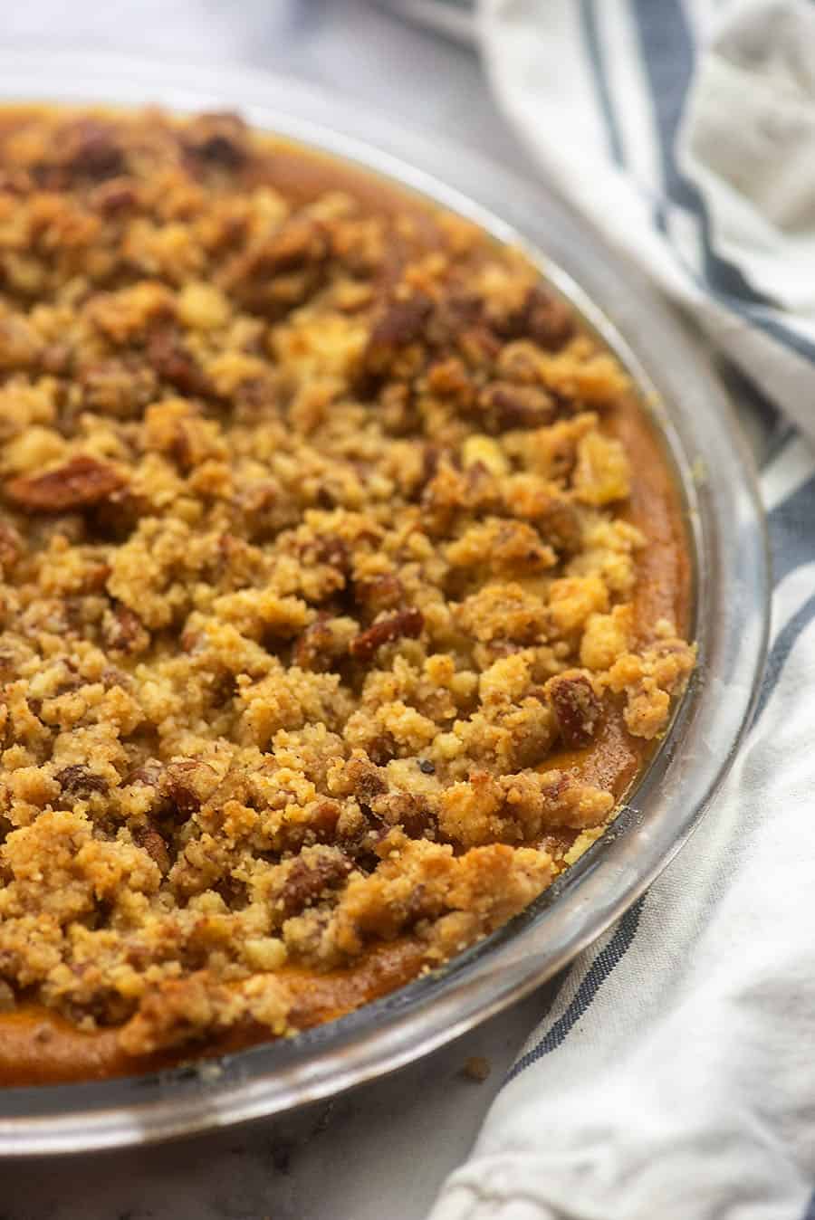 Streusel topped crustless pumpkin pie