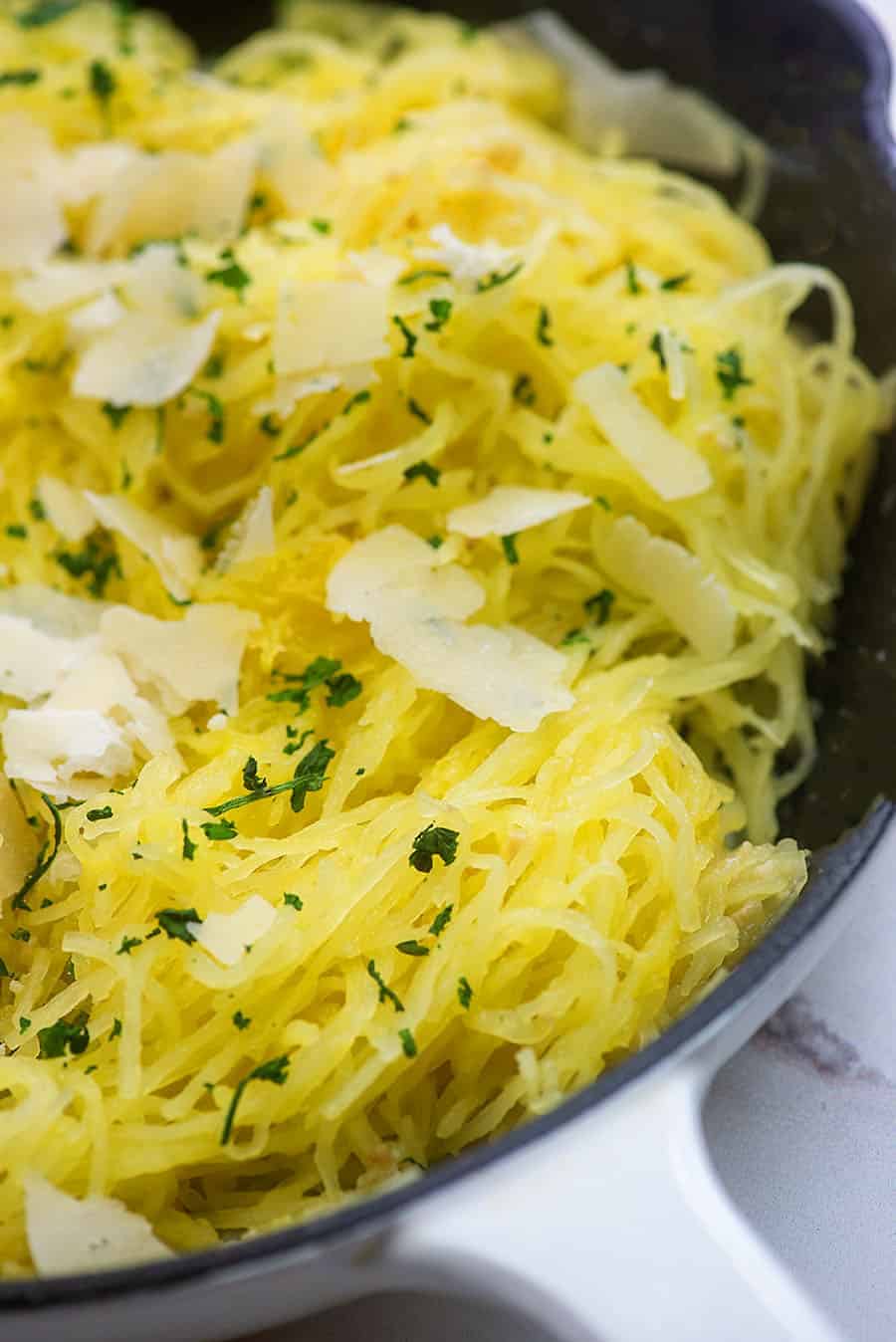 keto spaghetti squash in skillet