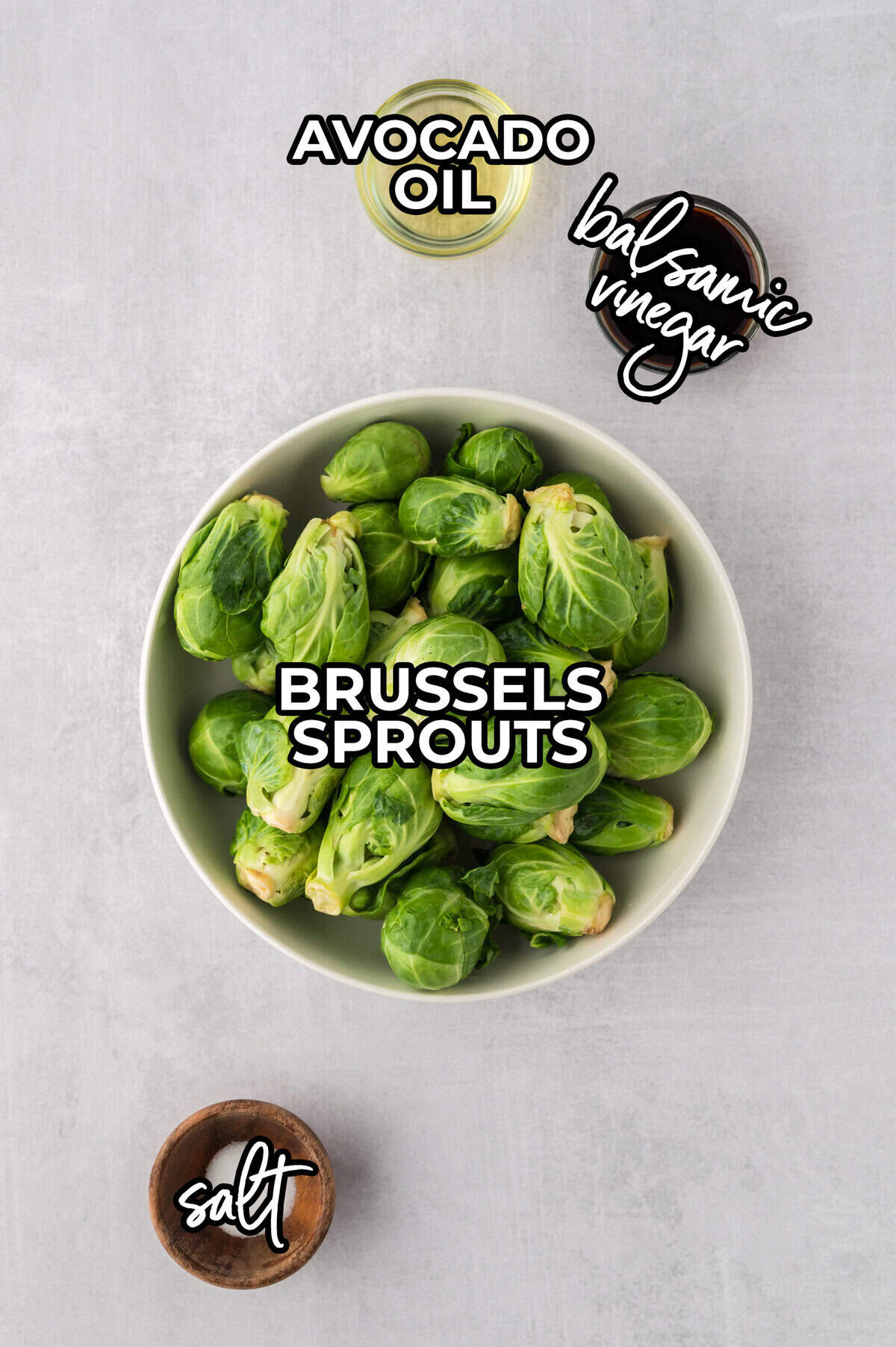Ingredients for air fryer brussels sprouts recipe.