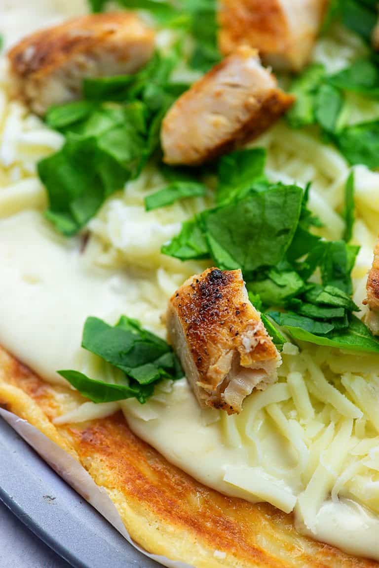 The BEST Chicken Alfredo Pizza and it's low carb!
