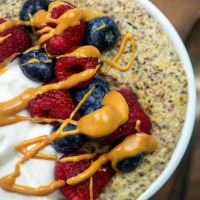 low carb breakfast recipe of hemp hearts and fruit