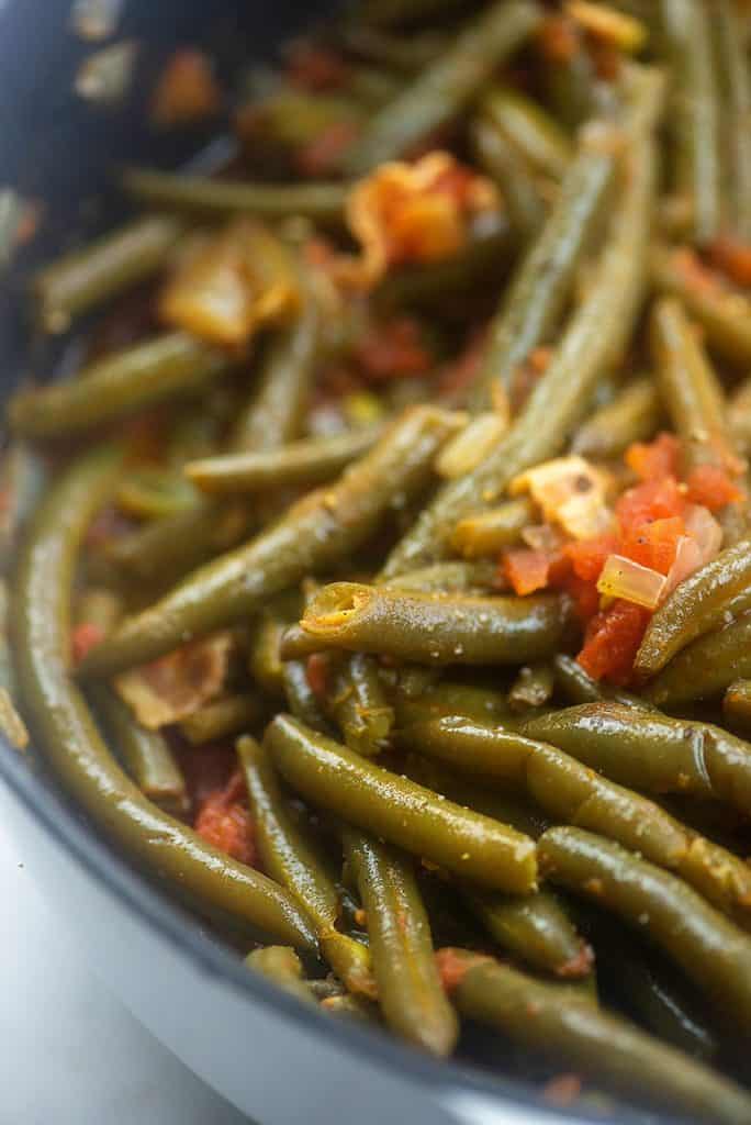 Our FAVORITE Green Beans with Bacon & Tomatoes!