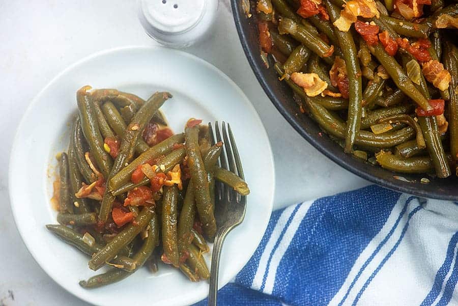 Our FAVORITE Green Beans with Bacon & Tomatoes!