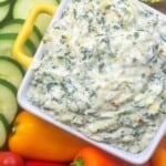 recipe for low carb spinach artichoke dip with vegetables