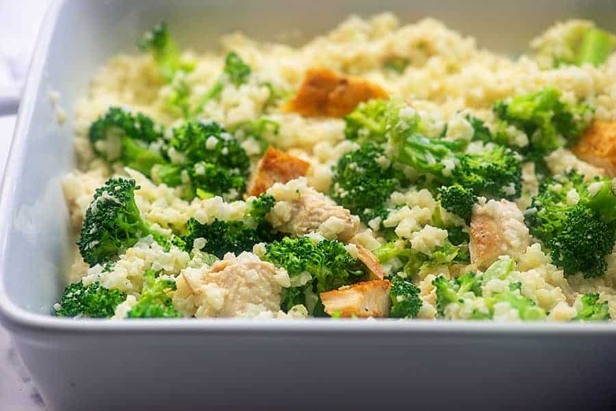 baking pan with broccoli in it