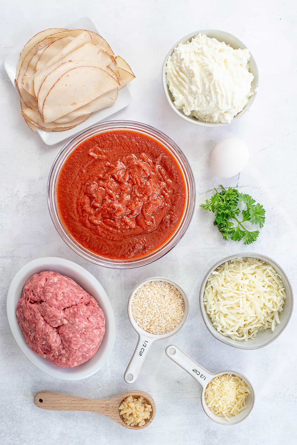Ingredients for keto lasagna recipe.