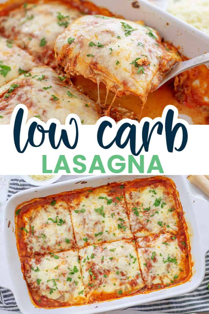 collage of low carb lasagna images