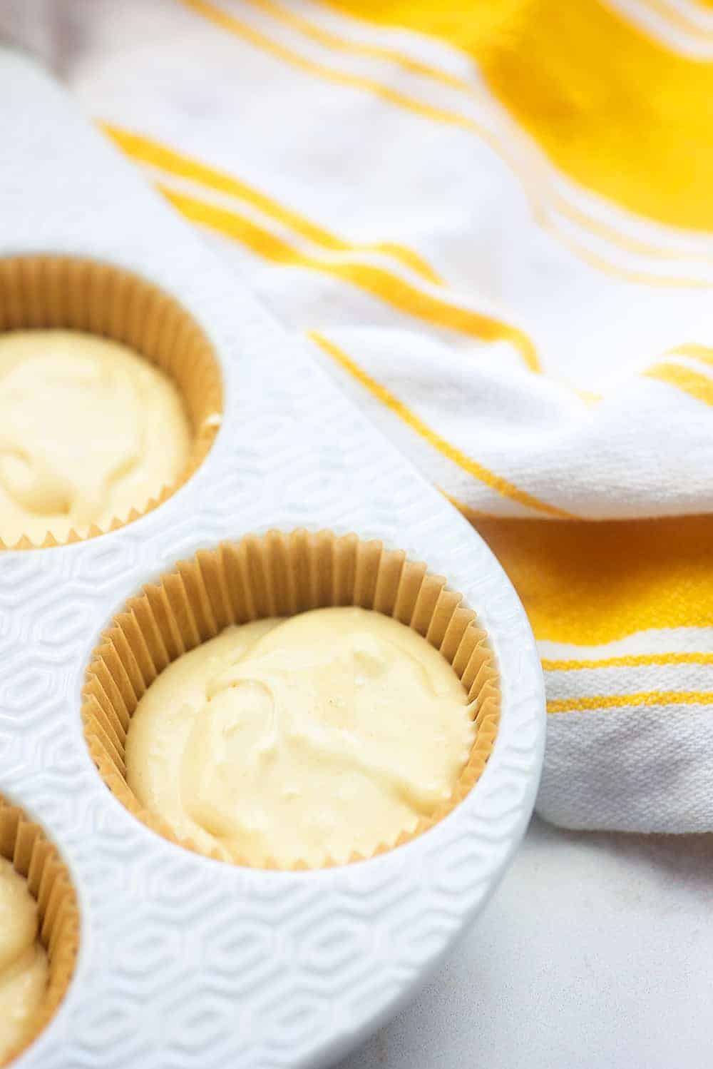 mini cheesecakes in muffin tin