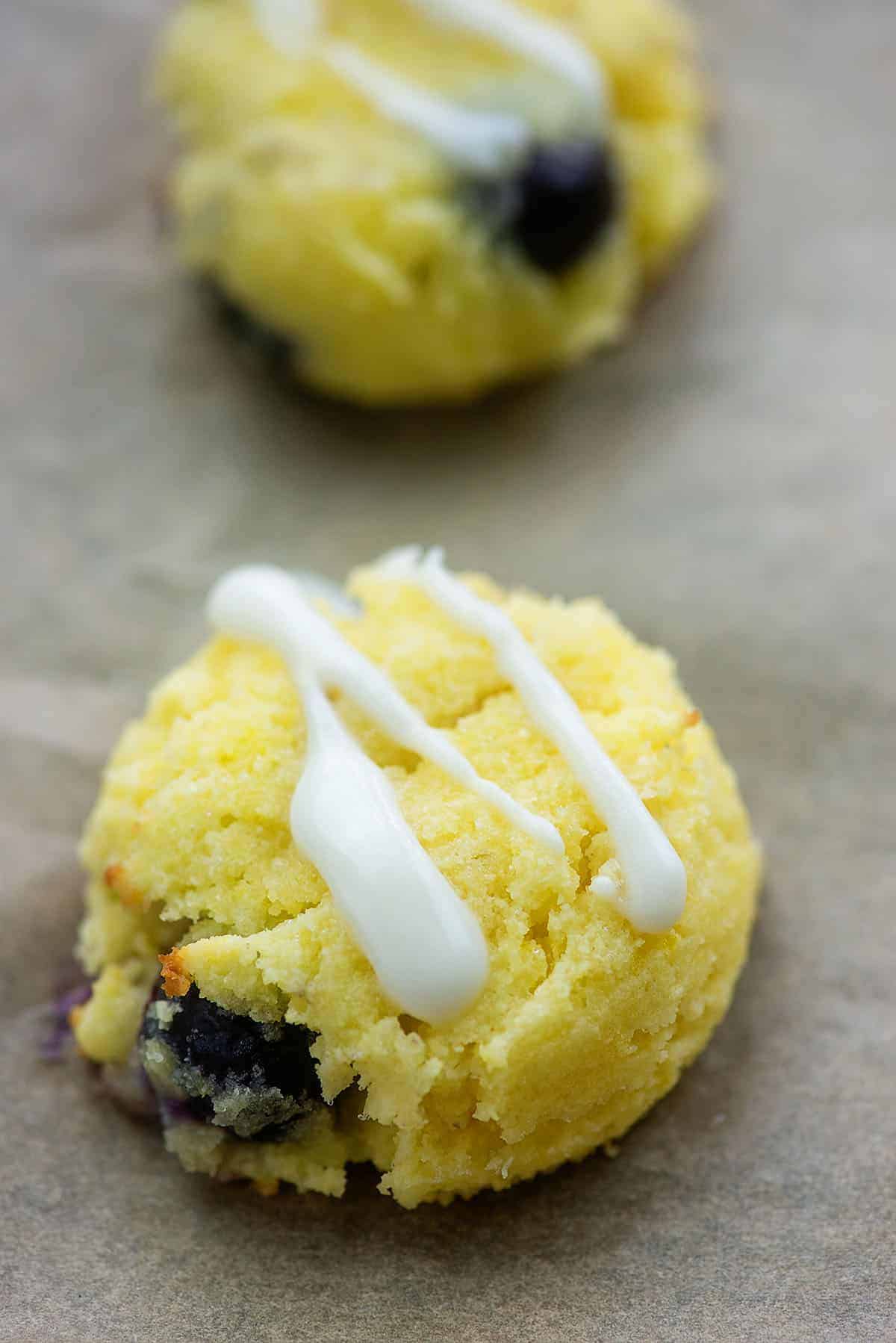 glazed lemon cookies with blueberries