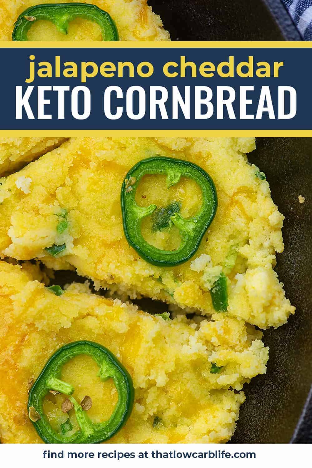 jalapeno cheddar cornbread in cast iron skillet