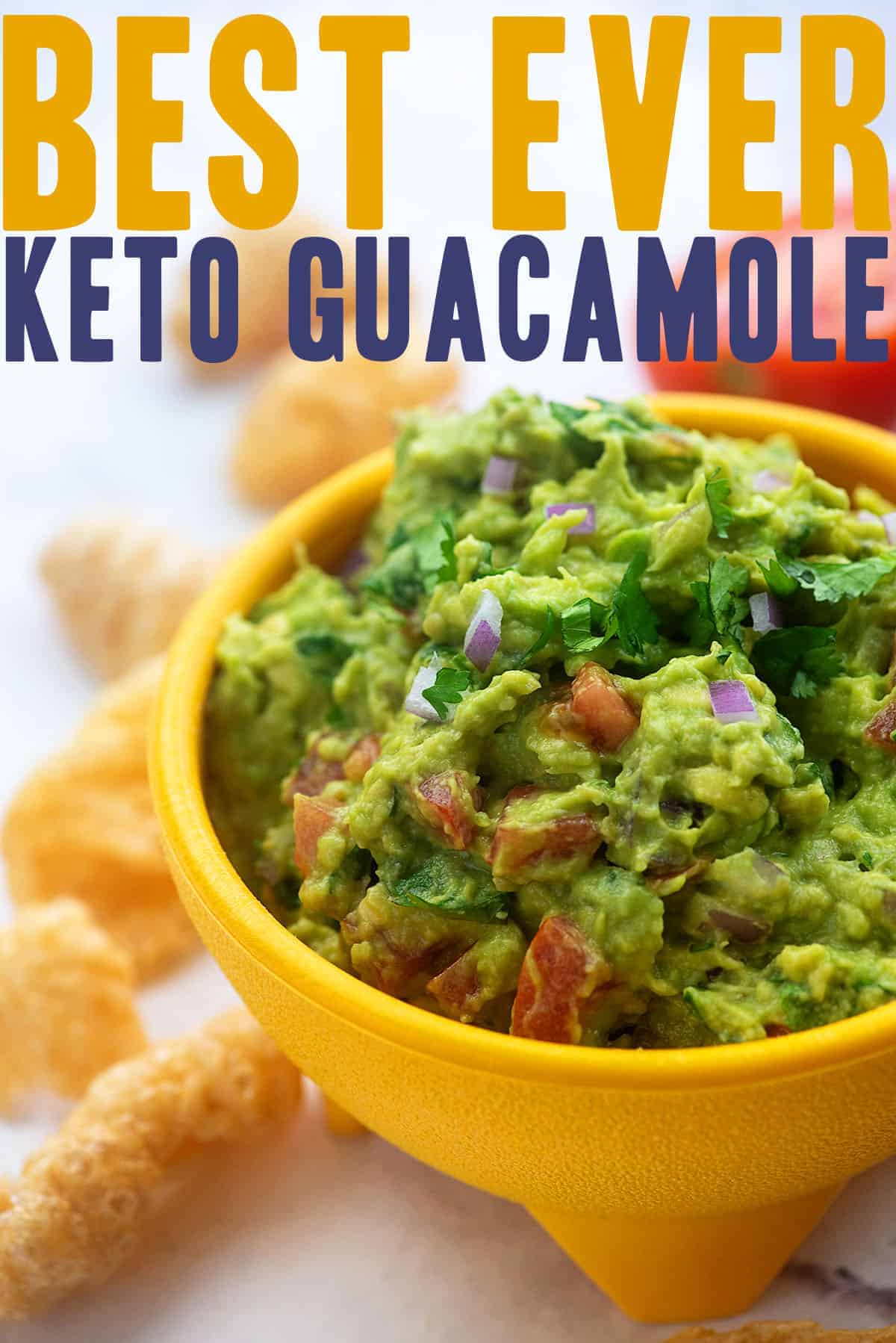 keto guacamole in yellow bowl