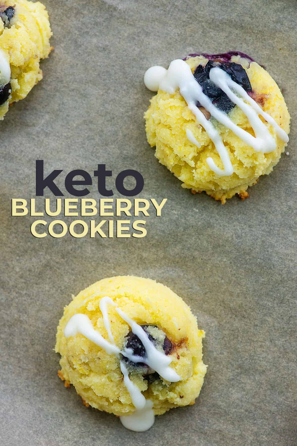 keto lemon cookies with blueberries and glaze