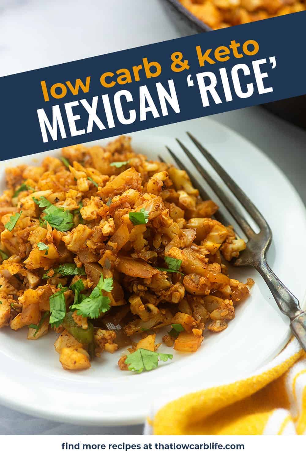 low carb mexican cauliflower rice on white plate