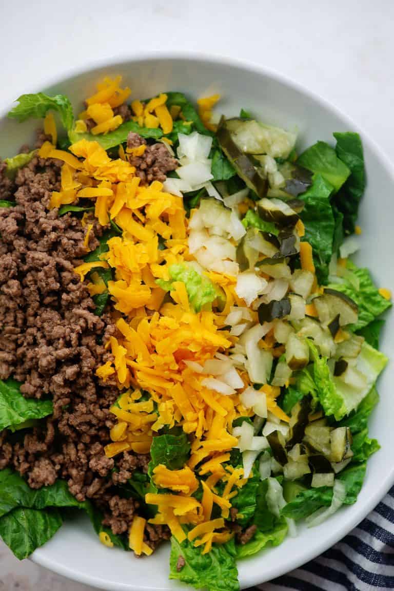 Keto Big Mac Salad Recipe with Big Mac Dressing!