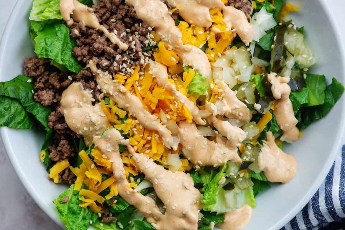 Keto Big Mac Salad Recipe With Big Mac Dressing 