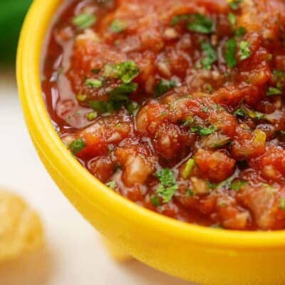 low carb salsa in yellow salsa bowl