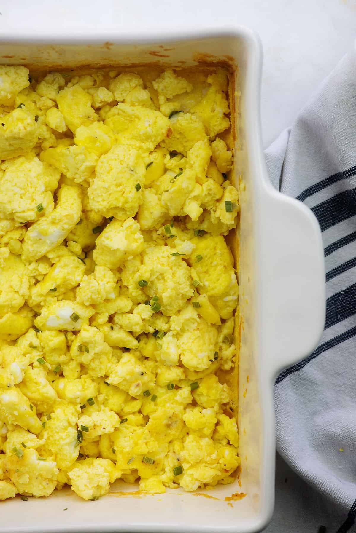 fluffy eggs in baking dish