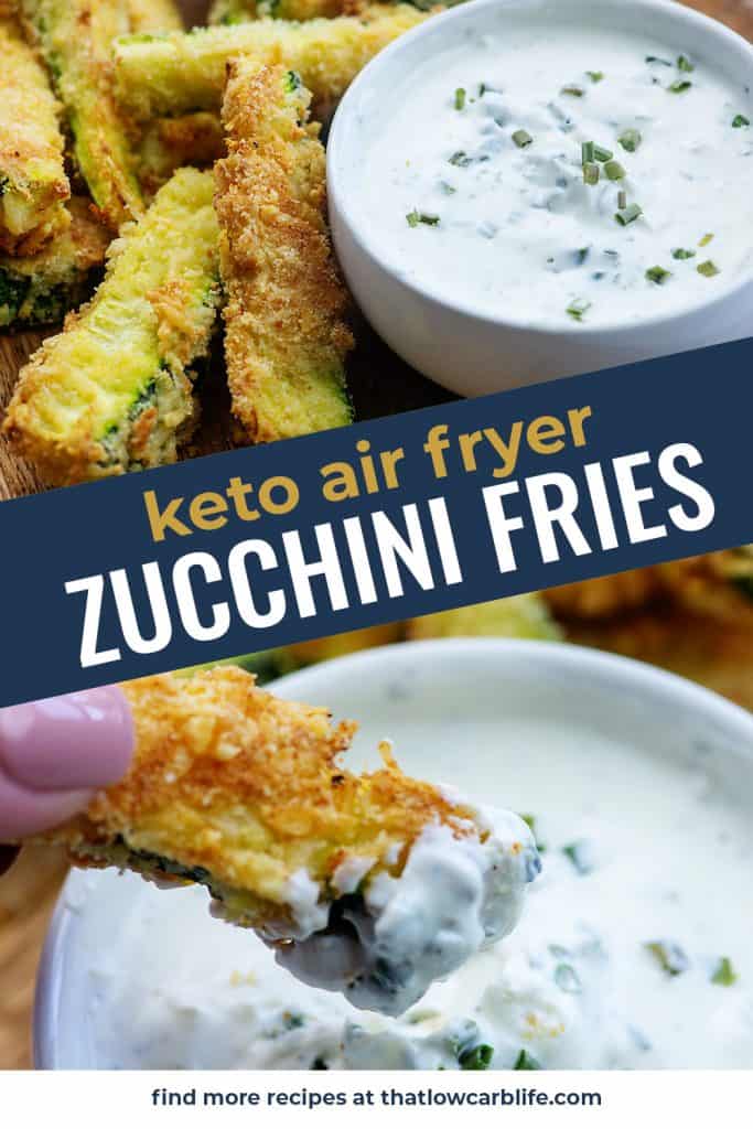 air fried zucchini photo collage for pinterest