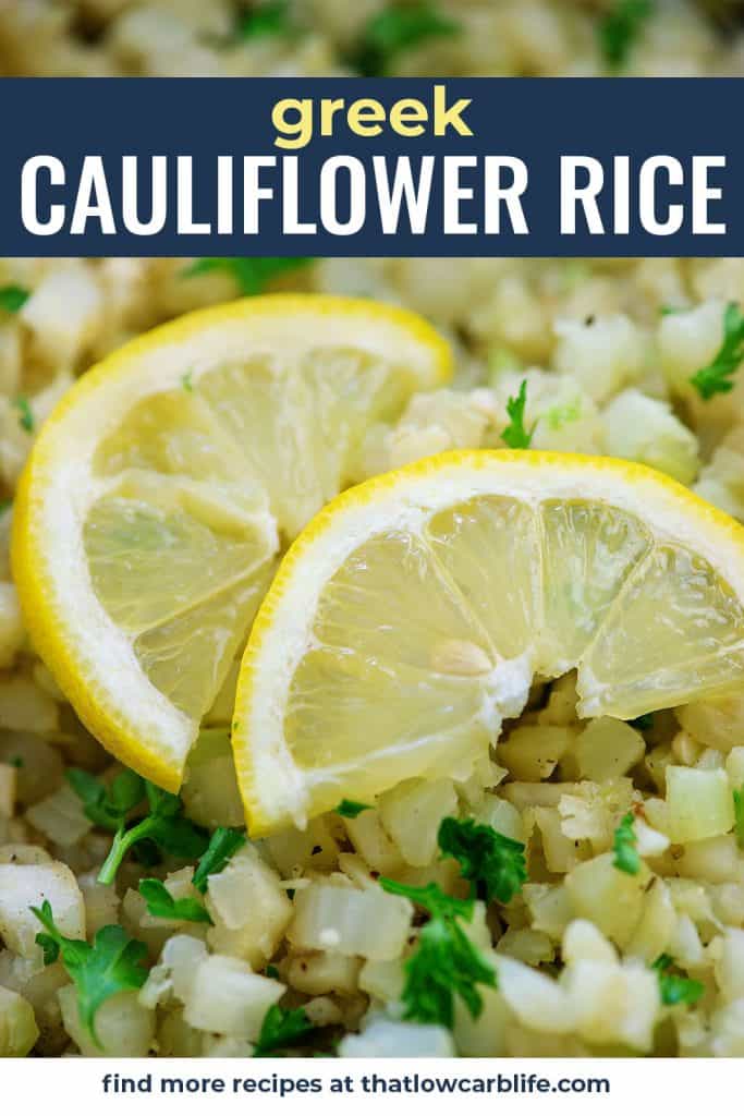 cauliflower rice with lemon slices on top