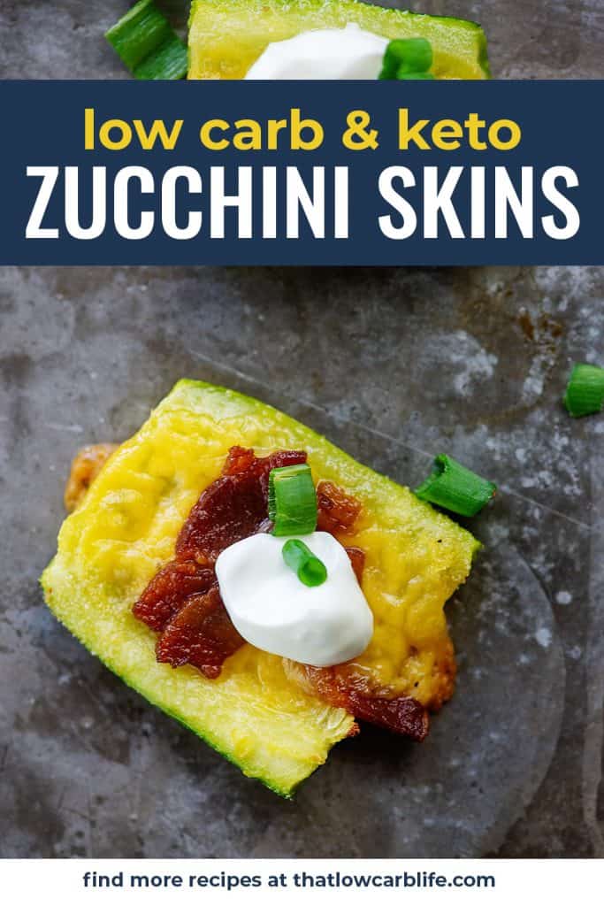 loaded zucchini skins on baking sheet