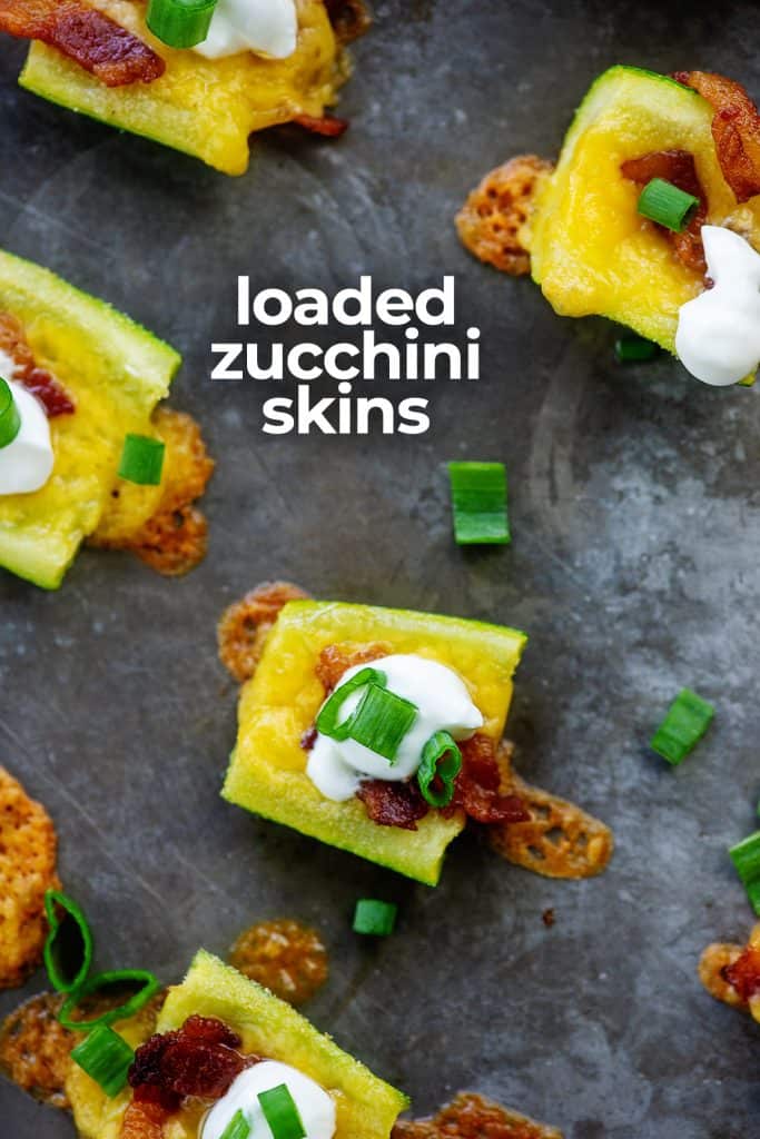 keto zucchini recipe with cheese and bacon on baking sheet