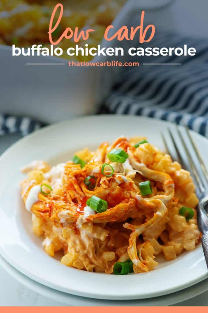 white plate with pile of chicken casserole on top