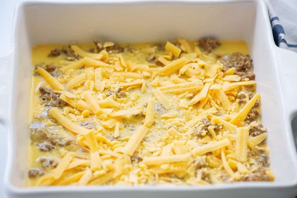 casserole with eggs and cheese top