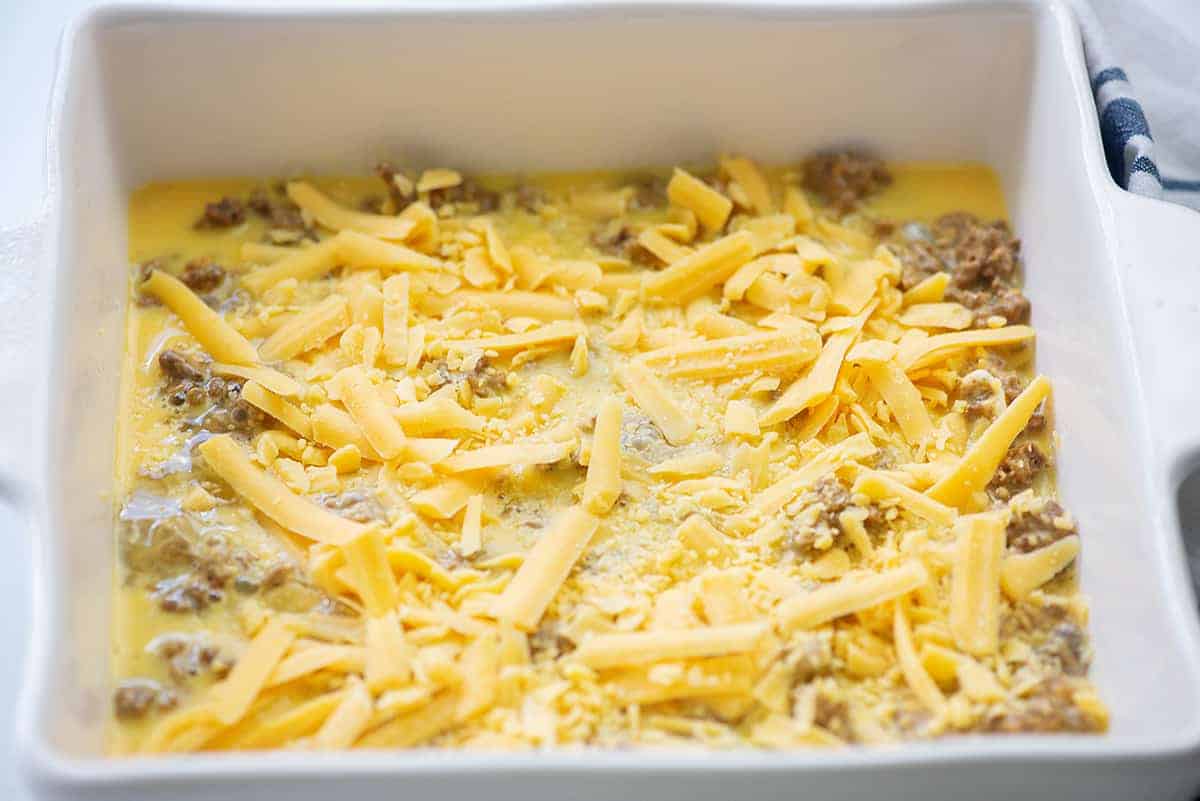 casserole with eggs and cheese top