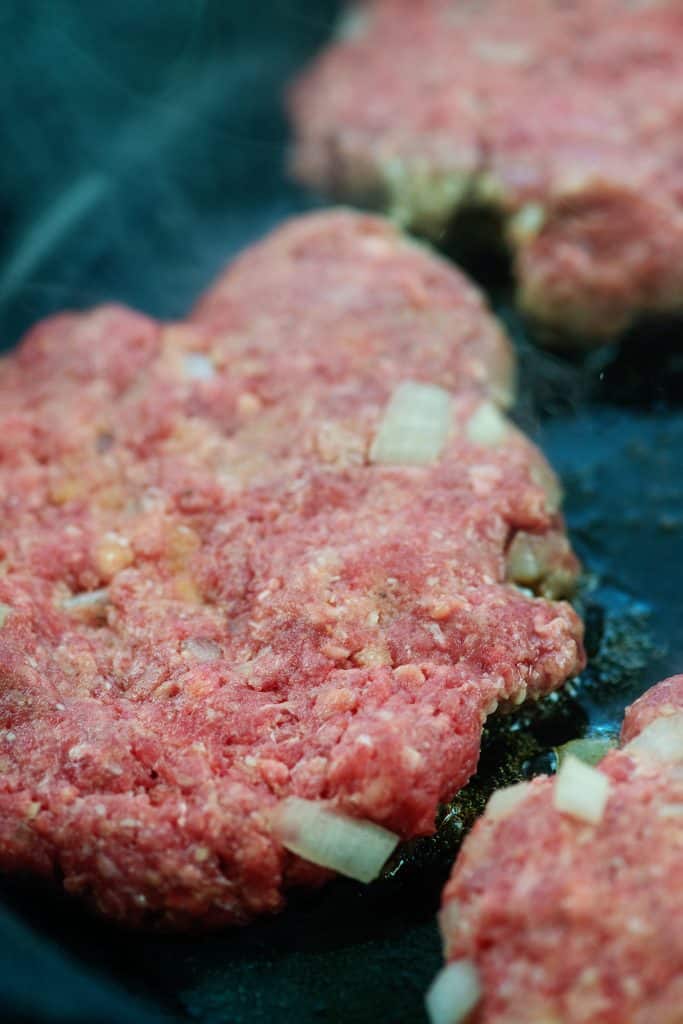 salisbury steaks in cast iron skillet