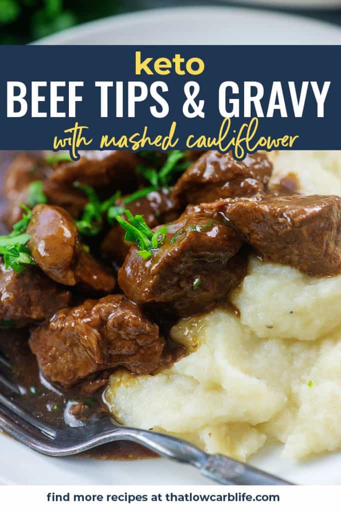 beef tips with mashed cauliflower
