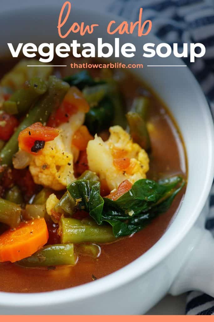 keto vegetable soup in white bowl